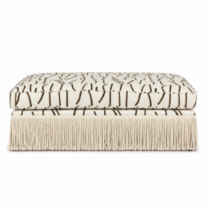 Orlando Bejuco Linen Fringe Ottoman