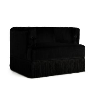 Baxter Black Velvet Fringe Armchair Sofa