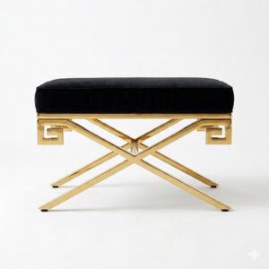 Okuro Black Velvet Gold Ottoman