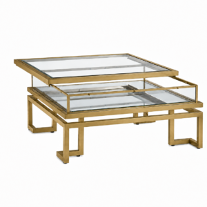 Halston Brass Glass Display Coffee Table