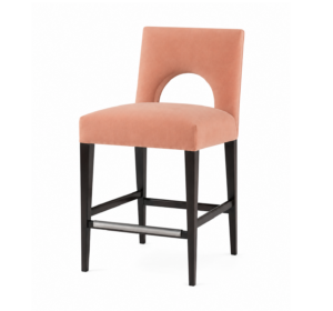 Orlando Peach Velvet Oak Counter Stool