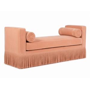 Orlando Peach Velvet Fringe Bench
