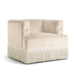 Baxter Cream Velvet Fringe Armchair Sofa