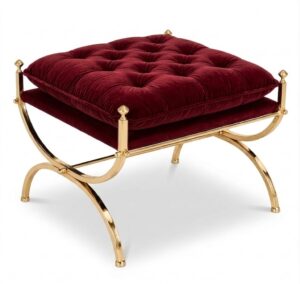 Napoleon Rouge Velvet Brass Ottoman
