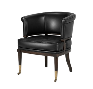 Quentin Black Leather Walnut Dining Chair