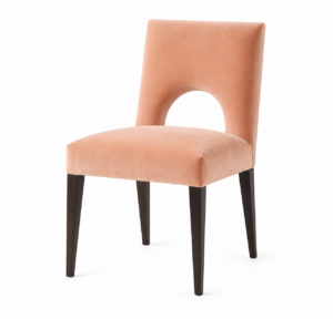 Orlando Peach Velvet Oak Dining Chair