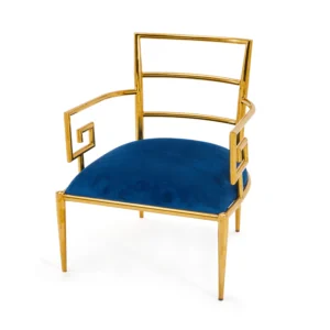 Eros Blue Velvet Brass Dining Chair