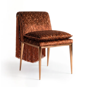 Lucienne Congac Chenille Brass Dining Chair